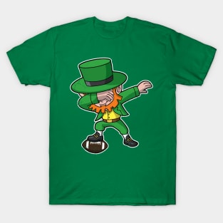 Football Dabbing Leprechaun Irish St Patricks Day T-Shirt
